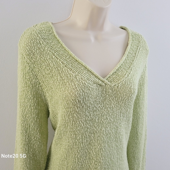 Eileen Fisher Sweater Mint Green Viscose & Linen Size L - Picture 2 of 7